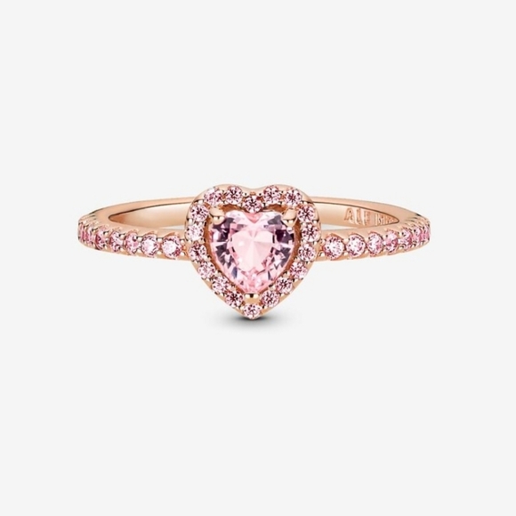 Pandora Sparkling Elevated Heart Ring14k rose gold plating 188421c04 - Picture 3 of 6